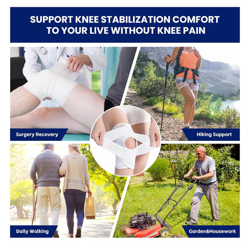 JOMVD Knee Brace for Meniscus Tear, Knee Pain, Adjustable Breathable Knee Support with Side Stabilizers for Knee Pain