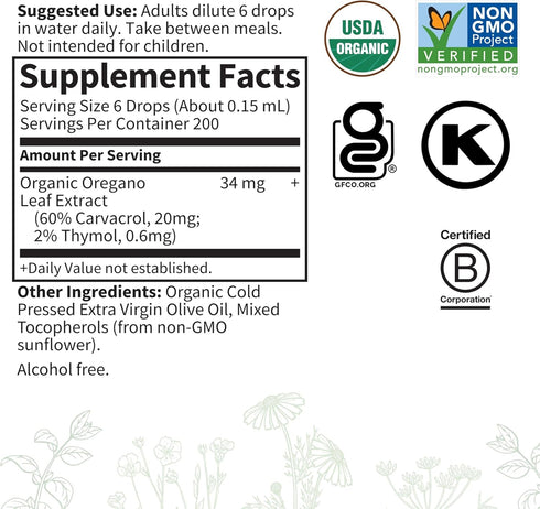 Garden of Life Organics Oil of Oregano Seasonal Drops 1fl oz (30 mL) - Plant Based Immune Support