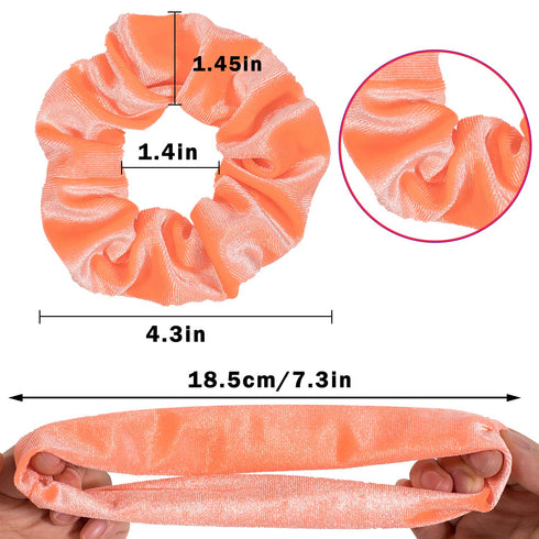 Whaline Neon Scrunchies, Summer Velvet Hair Bobble Elastics Hair Bands for Girls, Women (Neon Color)