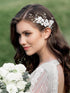 SWEETV 3Pcs Bridal Hair Pins, White Flower Hair Pieces Wedding Side Combs Accessories for Bridesmaids