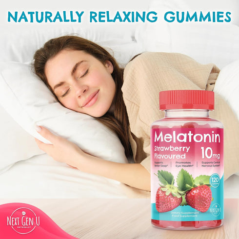 Next Gen U Melatonin Gummies 10 mg Supplement, Strawberry Flavored, 120 Vegan Gummies
