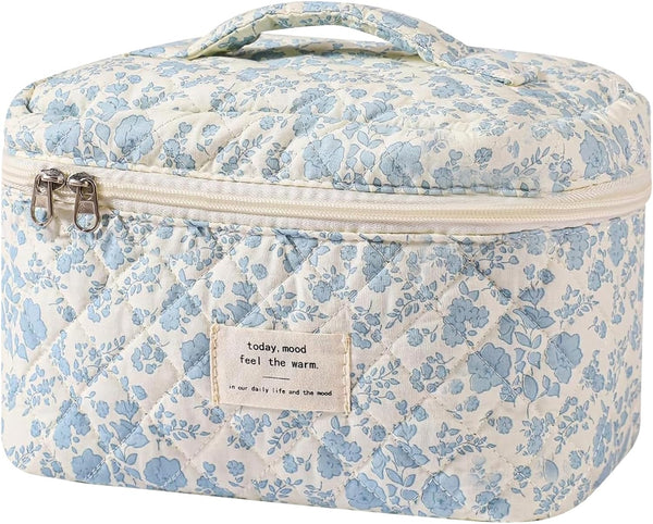 Large Cute Makeup Bag, Floral Coquette Aesthetic Cosmetic Bag for Women Girls Travel Organizer