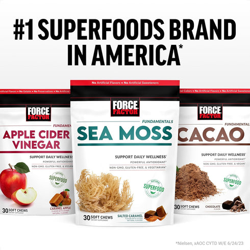 Force Factor Sea Moss Soft Chews - Support Immunity, Digestion, Heart Health, Non-GMO, Gluten-Free, 30 Soft Chews