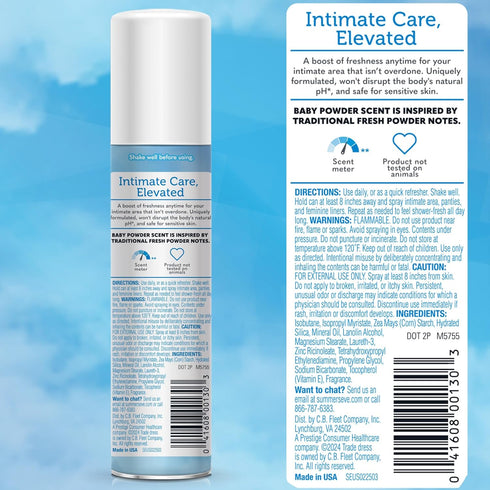 Summer's Eve Baby Powder Daily Gentle Feminine Spray - 2 oz, 3 Pack