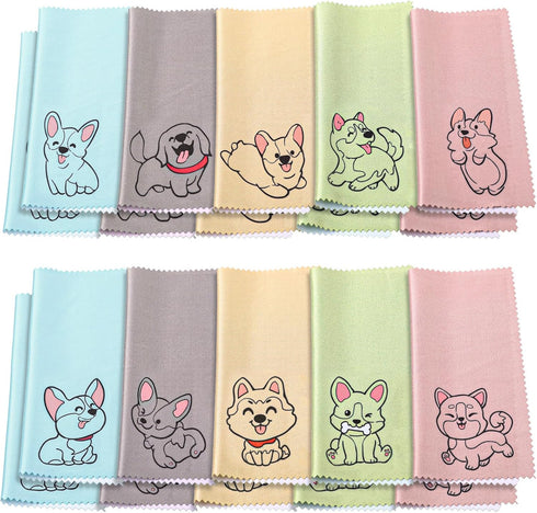 WILLBOND 20 Pcs Microfiber Cleaning Cloth Cute Dog Design Microfiber Cloth Soft