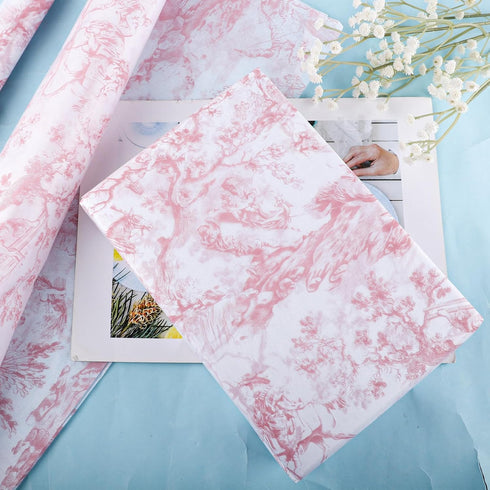 30 Sheets Pink Tissue Paper, 20x14 Inch Decorative Retro Print for Weddings, Birthday, Baby Shower Crafts