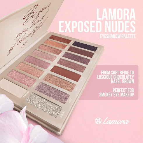 Lamora Eyeshadow Palette, Makeup with 16 Highly Pigmented Matte & Shimmer Shades, Vegan & Blendable