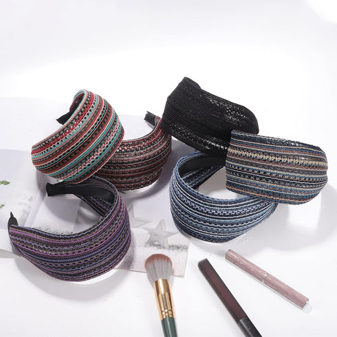 VOCOSTE Wide Headbands for Women, Extra Wide Non-Slip Bohemia Hair Accessories, Thick Head Bands with Teeth