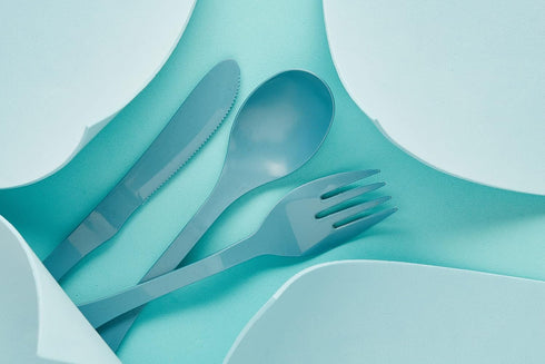 Knork Eco Spoon Cutlery Set, 12 Piece Bamboo Reusable Flatware (12 Eco Spoons) in Blue