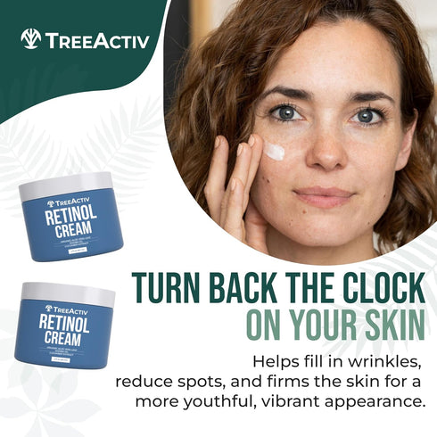 TreeActiv Retinol Cream, 2 oz, Gentle Moisturizer with Hyaluronic Acid, Anti Aging Spot Wrinkle Cream for Women and Men