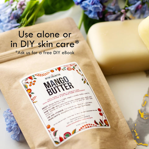 Raw Mango Butter, 100% Natural Skin and Hair Moisturizer, 8 oz Block for DIY Whipped Body Butter