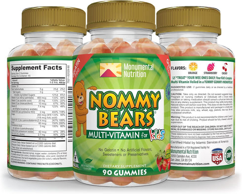 MULTIVITAMIN Gelatin-Free Gummies for Kids, 11 Essentials, 3 Flavors, Vegetarian, Gluten-Free, Bear Shapes
