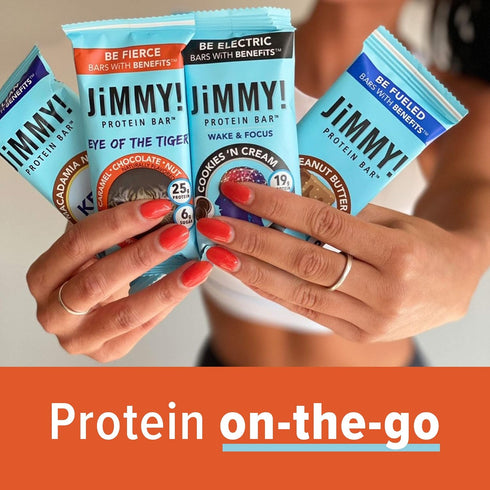 JiMMY'S! Functional Protein Bar - Caramel Chocolate Nut - 12 Count, Low Sugar, 25g Protein