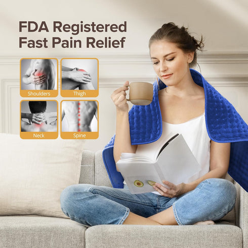 Heating Pad for Back Pain Relief, XXXL Electric Heating Pad 33'' x 17'' for Neck & Shoulder Cramps, 6 InstaHeat Settings