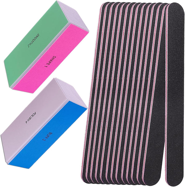 Nail File and Buffer Set, 4 Way Professional Nail Buffers Shine Kit for Natural Nails, Buffing Fingernail