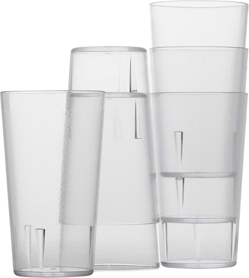 Restaurant Grade, BPA-Free 12oz Clear Plastic Cups 6pk, Durable Break Resistant Drinking Glasses for Cafe, Party