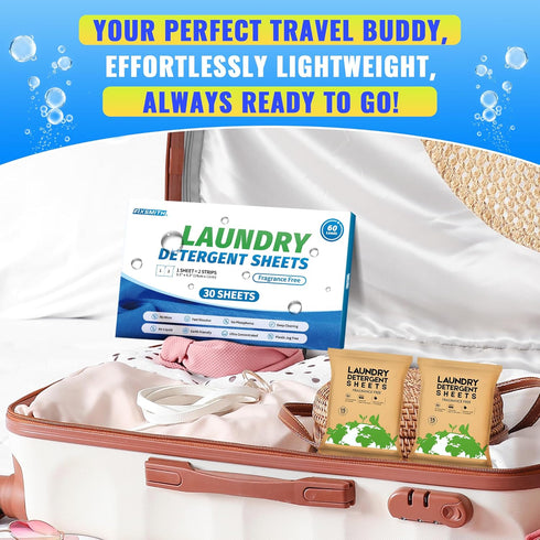 FIXSMITH Laundry Detergent Sheets - 60 Loads (30 Sheets) Fragrance Free, Hypoallergenic, Eco-Friendly Strips