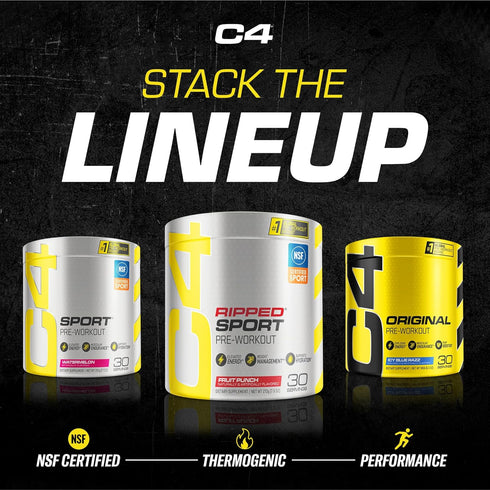 Cellucor C4 Ripped Sport Pre Workout Powder, Sugar Free Energy Supplement for Men & Women, Fruit Punch, 30 Servings