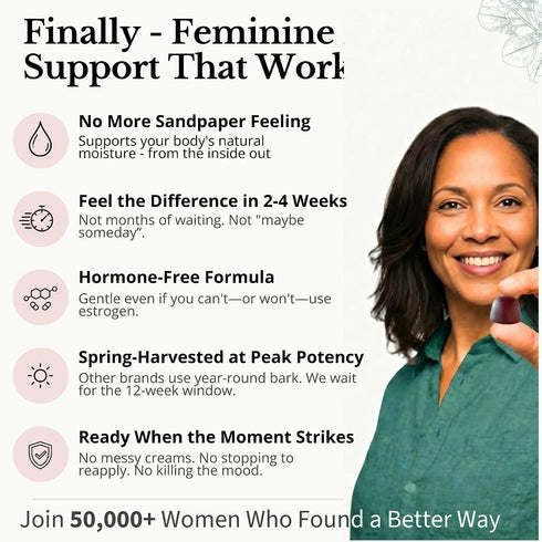 Gummies 60 Gummies Flower Power Vaginal Moisture Support Vaginal Dryness Supplement for Women | Powdered Slippery Elm