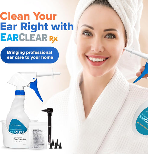 EarClearRX Flexible Tip Kit – Complete Ear Cleaning Kit for Adults & Kids, Includes Bottle Washer, 20 Tips, Towel