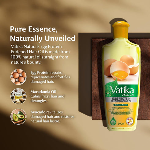 Vatika Naturals Multivitamin Hair Oil, 300 ML - Enhances, Conditions & Strengthens Hair with Egg Protein