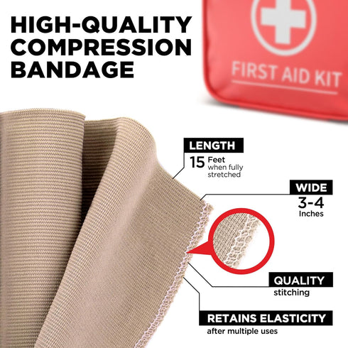 Premium Elastic Bandage Wrap - 4pk (2x3in, 2x4in) + 12 Extra Clips - Strong Compression Bandage Wrap for Wrists,