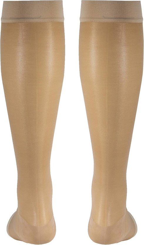Truform Sheer Compression Stockings, Women's Knee High Length, Open Toe, 15-20 mmHg, 20 Denier, Light Beige, 3X-Large