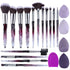 XMOSNZ Makeup Brushes, 15pcs Crystal Handle Highlighter Foundation Brush Set with 4 Makeup Sponges