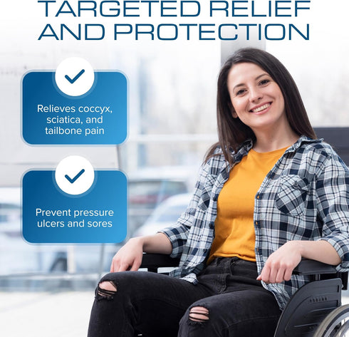 Koelbs Tailbone 16 16 Inch 3 Inch Gel Extreme Wheelchair Seat Cushion, Coccyx, Sciatica & Pain Relief, Ideal