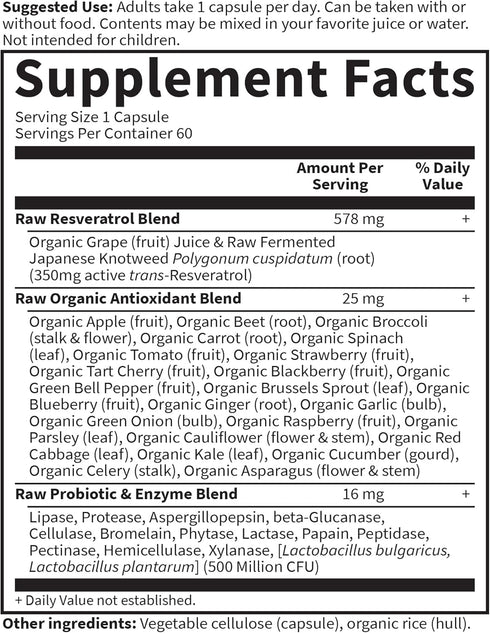 Garden Of Life Heart Resveratrol Supplement, Raw Whole Food Antioxidant Formula for Heart Health, 60 Capsules