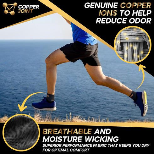 CopperJoint Foot Sleeve - Elastic Ankle Compression Socks for Women & Men, Copper Infused Support for Sports