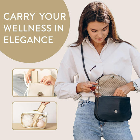 Pretty Pill Box Set, Stylish Daily Pill Organizer, Travel Essentials for Women & Men - Champagne