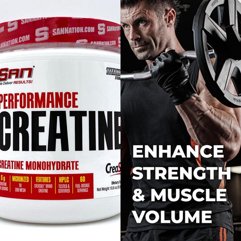 SAN Performance Creatine 300g - Supports Muscle Growth and Athletic Performance, 60 Servings