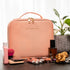 Makeup Bag Travel Organizer, Small Traincase with Adjustable Dividers for Beauty Artists, Not Made in China (Pink)