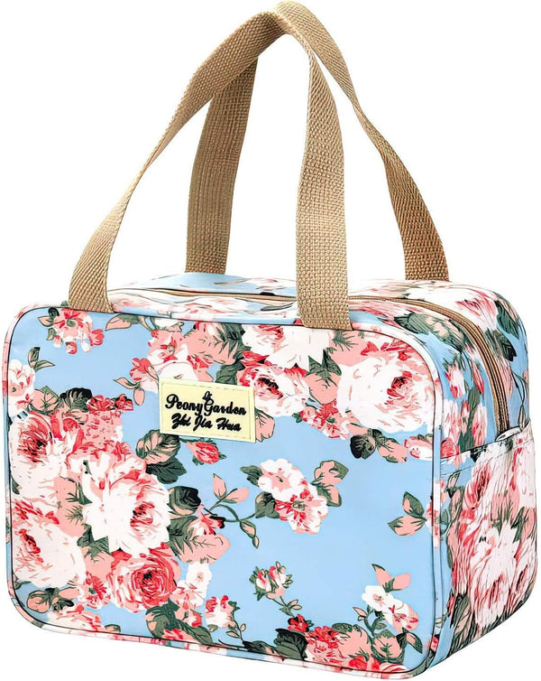 Large Makeup Bag Toiletry Bag for Women, Cosmetic Bag for Traveling (Peony Flower)