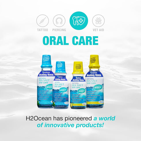 H2Ocean Healing Rinse, Natural Sea Salt Mouth Rinse for Oral Care, Alcohol-Free, Arctic Ocean Mint