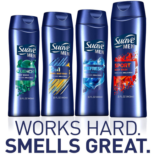 Moisturizing Body & Face Wash for Men by Suave, Cedarwood and Mandarin Scent, No Parabens, No Phthalates, 18 Oz Pack of
