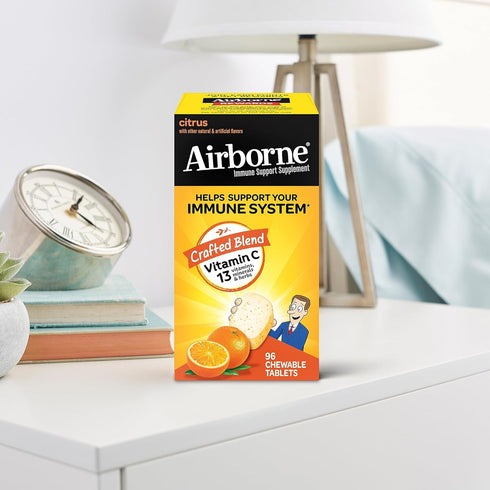 Airborne Vitamin C 1000mg, Citrus Chewable Tablets, 96 Count in a Box