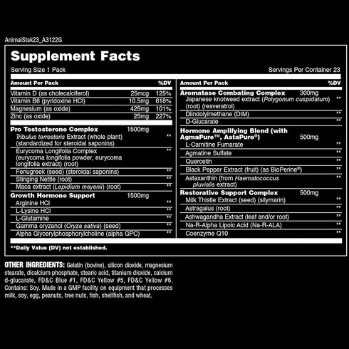 Animal Stak Complete Natural Hormone Booster Supplement, 1 Month Cycle, with Tribulus and Estrogen Blockers