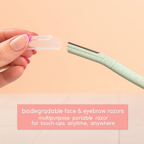 TADA Natural Beauty Biodegradable Dermaplaning Tool 12pk, Face Eyebrow Face Razors, Face Shaver & Exfoliating (Pink)