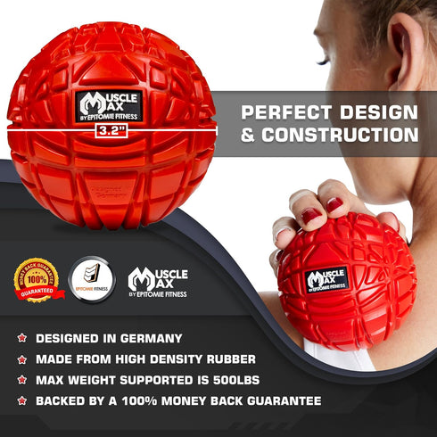 Muscle Max Massage Ball - Therapy Ball for Trigger Point Massage, Deep Tissue Massager for Myofascial Release