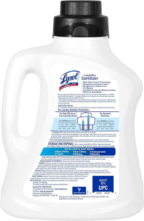 Lysol Sport Laundry Sanitizer Additive, 90oz, Eliminates Odor Causing Bacteria for Gym Clothes