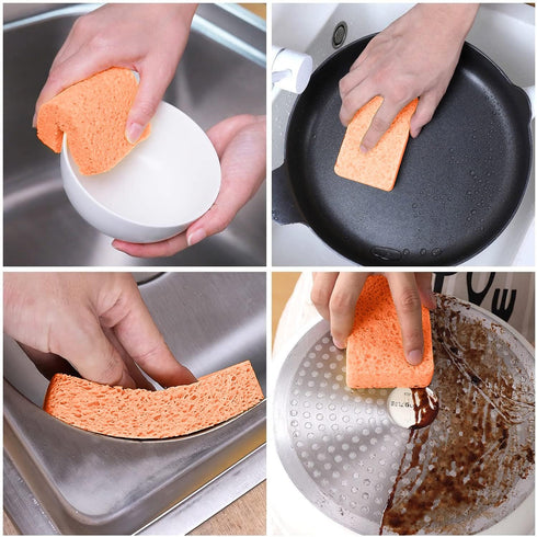 12-Pack Non-Scratch Scrub Sponges for Dishes, Cleaning Sponges for Kitchen Home and More (Orange)