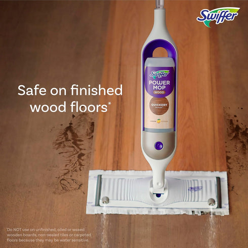 Set 2 1 2 Swiffer Power Mop Wood, Hardwood Floor Cleaner for Mopping Home, Bathroom, Kitchen, All Purpose Multi-Surface