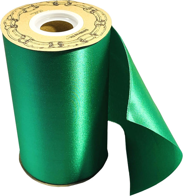 Grand Opening Ceremony Green Ribbon - 6" x 25 Yards, Double Wide, Satin, Spring, Earth Day, Store Front, Indoor Display, Christmas, Mardi Gras, St. Patrick's Day, Easter by GiftWrap Etc.
