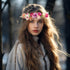 Rose Flower Crown, Bridal Floral Headband, Hair Wreath, Boho Halo for Wedding Party Festival