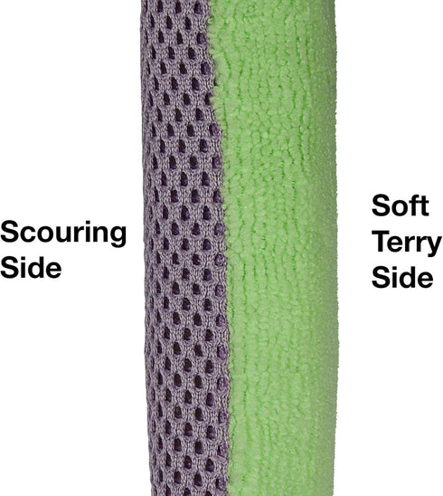 Double-Sided 2-in-1 Microfiber Sponge, Reusable Cleaning Scrubber for Kitchen and Bathroom, Heavy-Duty Scouring