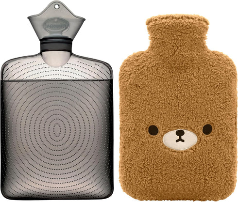 samply Hot Water Bottle with Cute Fleece Cover, 2Liter for Hot and Cold Compress, Pain Relief