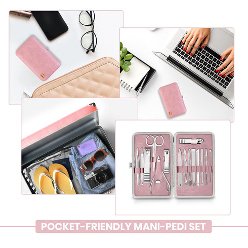 Utopia Care Manicure Kit, 15 Piece Professional Stainless Steel Nail Clippers Set for Men and Women with Travel Case,