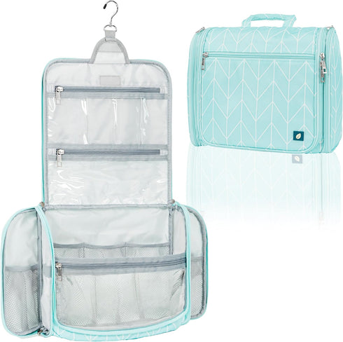 PAVILIA Large Hanging Toiletry Bag - Water Resistant Makeup Organizer for Women and Men